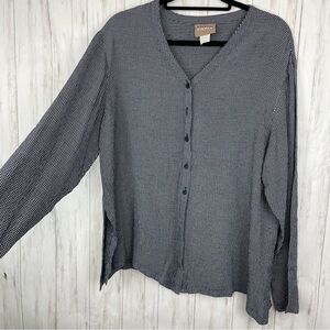 Eileen Fisher black and white gingham long sleeve button down medium